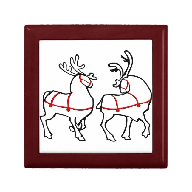 Christmas Gift Box Custom Reindeer Art Jewelry Box (Front)