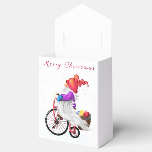 Christmas Gift Box Happy Gnome with Bike