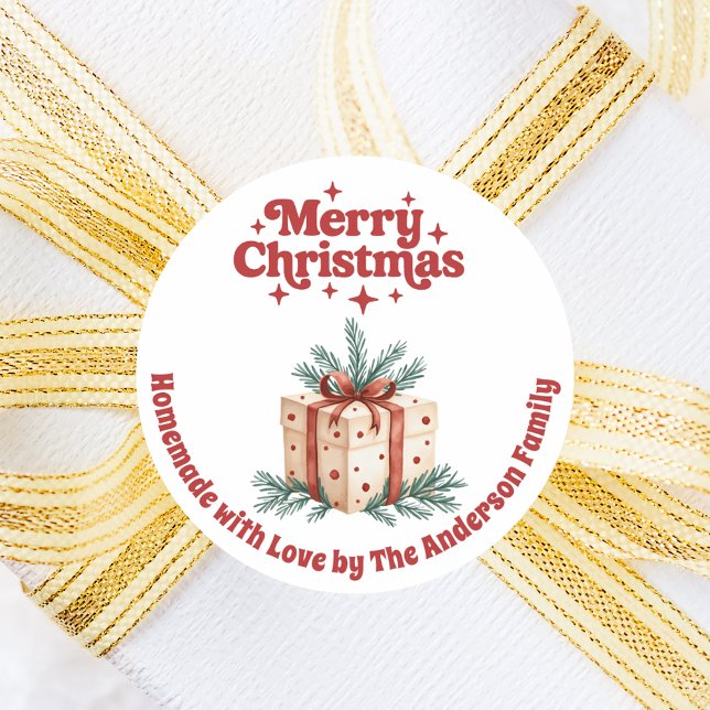 Christmas gift box homemade classic round sticker (Creator Uploaded)