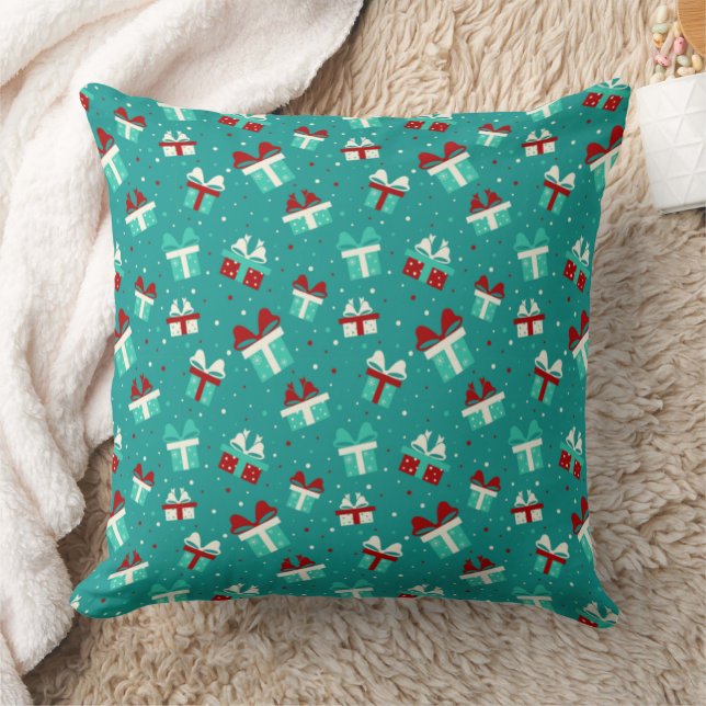 Christmas Gift Box Pattern Pillow (Blanket)