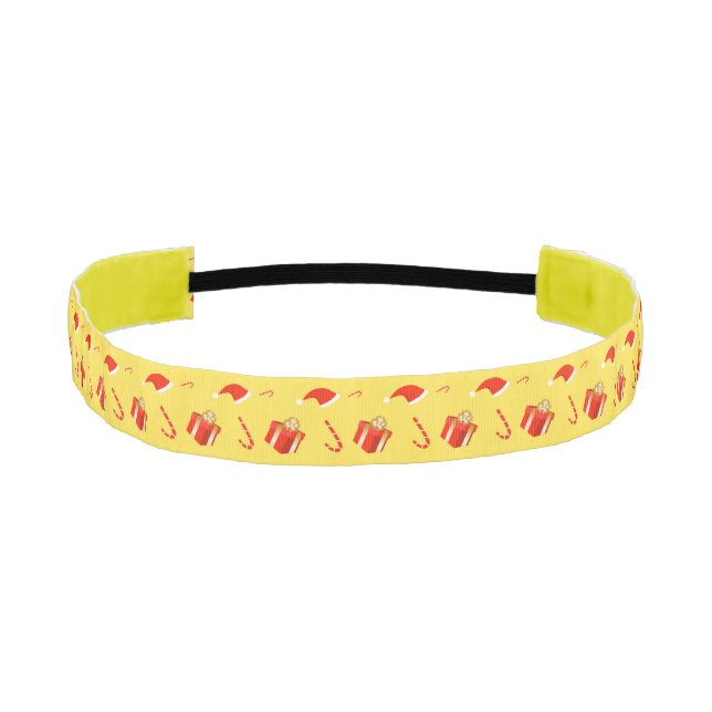 Christmas gift box Santa hat candy cane Athletic Headband (Front)