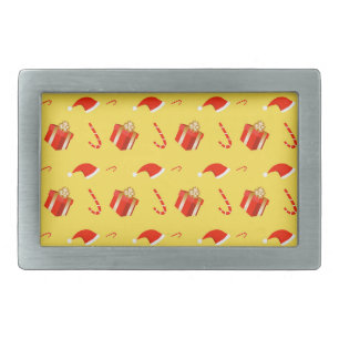 Christmas gift box Santa hat candy cane Belt Buckle