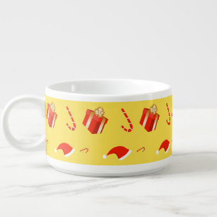 Christmas gift box Santa hat candy cane Bowl