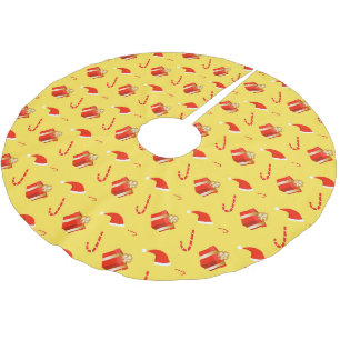 Christmas gift box Santa hat candy cane Brushed Polyester Tree Skirt