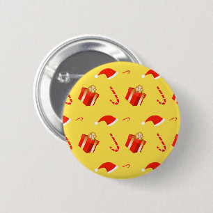 Christmas gift box Santa hat candy cane Button