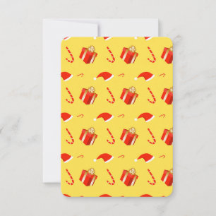 Christmas gift box Santa hat candy cane Card