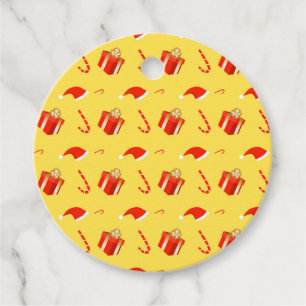 Christmas gift box Santa hat candy cane Favor Tags