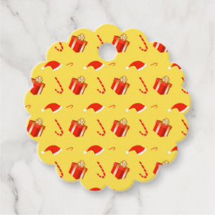 Christmas gift box Santa hat candy cane Favor Tags