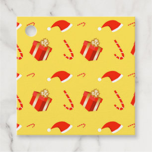 Christmas gift box Santa hat candy cane Favor Tags