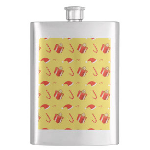 Christmas gift box Santa hat candy cane Flask