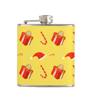 Christmas gift box Santa hat candy cane Flask