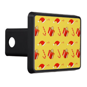 Christmas gift box Santa hat candy cane Hitch Cover