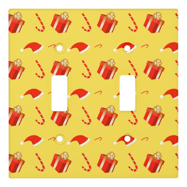 Christmas gift box Santa hat candy cane Light Switch Cover (Front)