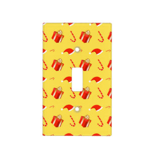 Christmas gift box Santa hat candy cane Light Switch Cover