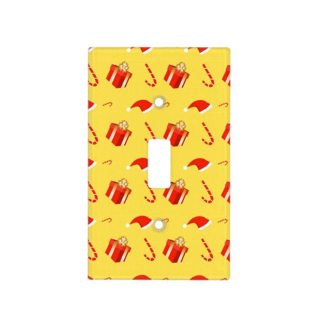 Christmas gift box Santa hat candy cane Light Switch Cover (Front)