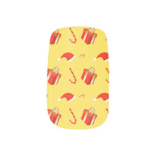 Christmas gift box Santa hat candy cane Minx Nail Art