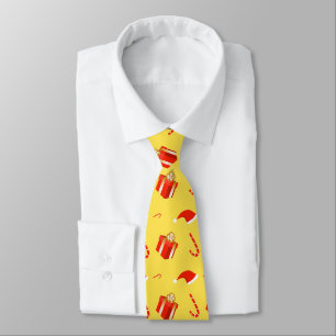 Christmas gift box Santa hat candy cane Neck Tie