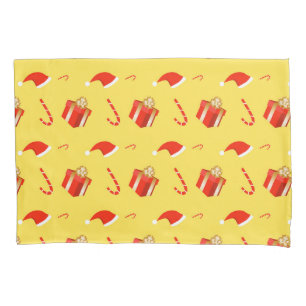 Christmas gift box Santa hat candy cane Pillow Case