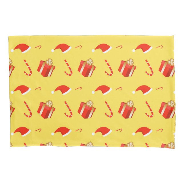 Christmas gift box Santa hat candy cane Pillow Case (Front)