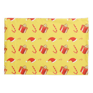 Christmas gift box Santa hat candy cane Pillow Case
