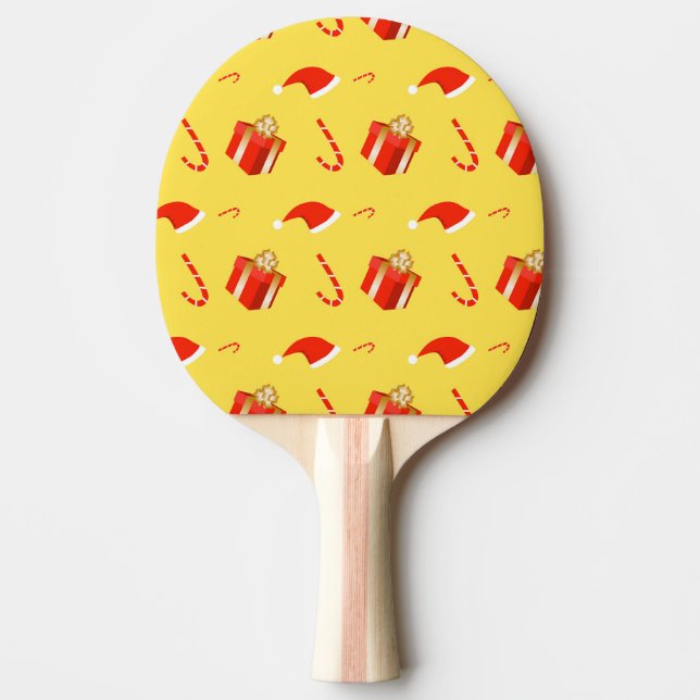 Christmas gift box Santa hat candy cane Ping Pong Paddle (Front)