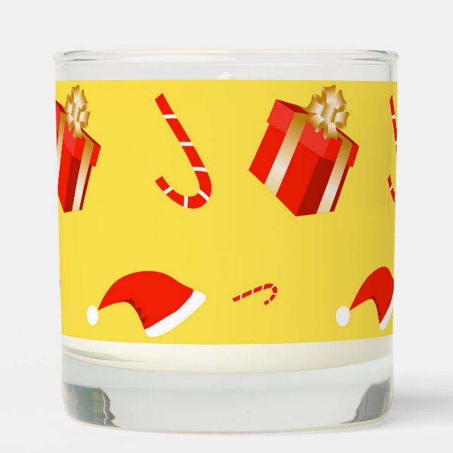 Christmas gift box Santa hat candy cane Scented Candle (Front)