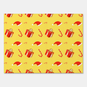 Christmas gift box Santa hat candy cane Sign