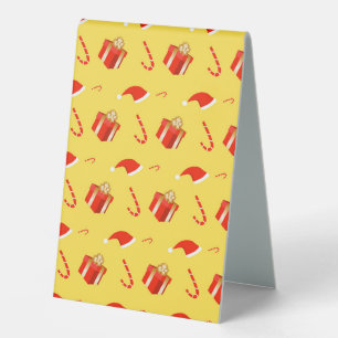 Christmas gift box Santa hat candy cane Table Tent