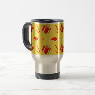 Christmas gift box Santa hat candy cane Travel Mug