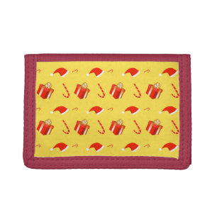 Christmas gift box Santa hat candy cane Tri-fold Wallet