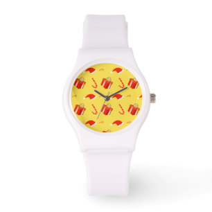 Christmas gift box Santa hat candy cane Watch