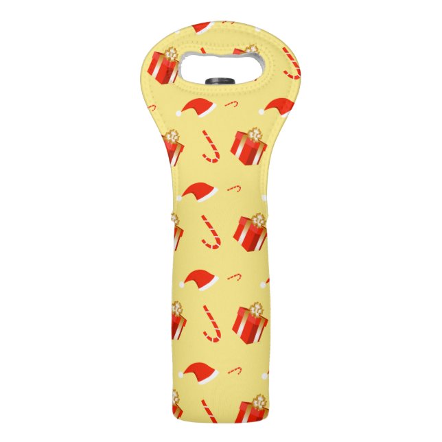 Christmas gift box Santa hat candy cane Wine Bag (Front)