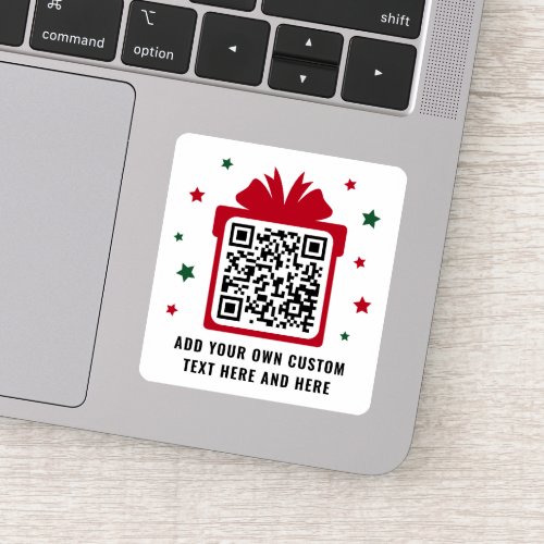 Christmas gift box with stars QR code red white Sticker