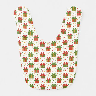 Christmas Gift Boxes and Bows Seamless Pattern Baby Bib