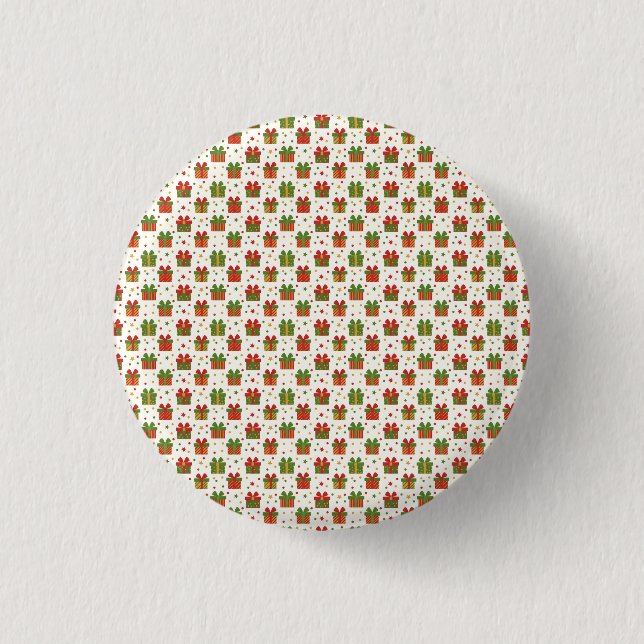 Christmas Gift Boxes and Bows Seamless Pattern Button (Front)