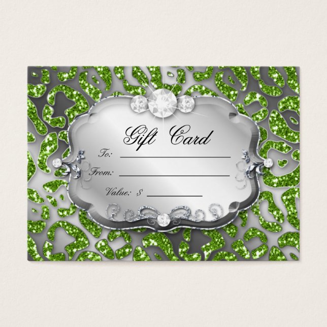 Christmas Gift Card Jewelry Zebra Green Leopard (Front)