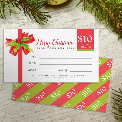 Christmas gift card red and green ribbon 10