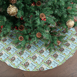 Christmas gift Cat Green Funny Brushed Polyester Tree Skirt