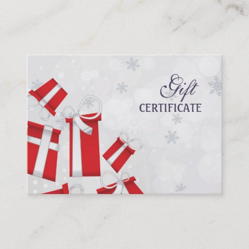 Customizable Christmas gift certificate business cards
