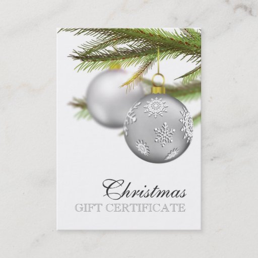 Customizable Christmas gift certificate business card template
