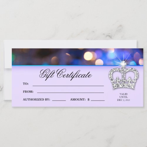 Christmas Gift Certificate Bokeh Lights  Crown