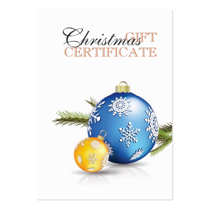 Christmas gift certificate business card