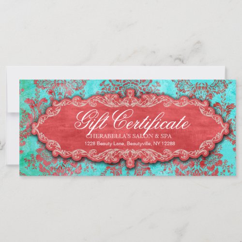 Christmas Gift Certificate Vintage Damask Salon b