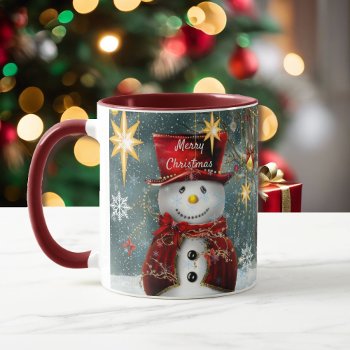 Christmas Gift Coffee Mug Cute Snowman Add Name by MyDesignStudio at Zazzle
