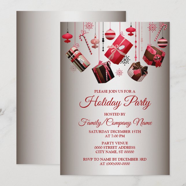 Christmas Gift Colorful Holidays Party Invitation (Front/Back)
