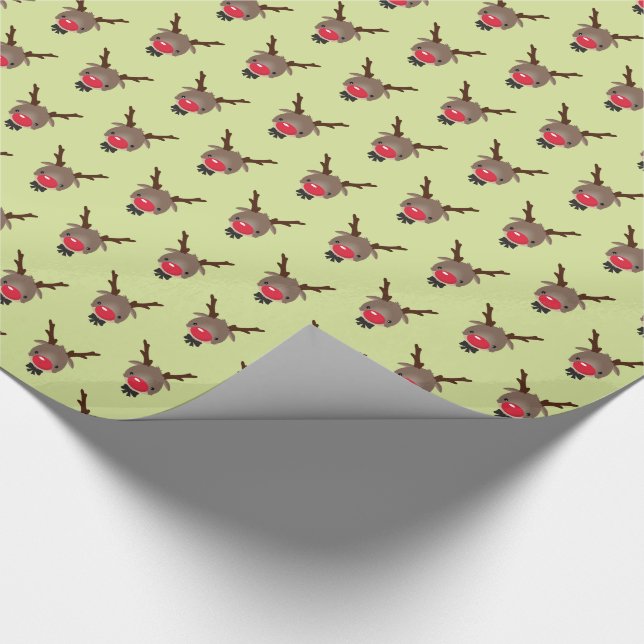 CHRISTMAS GIFT cute reindeer red nose rudolph Wrapping Paper (Corner)