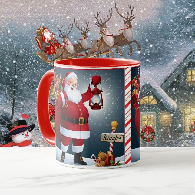 Christmas Gift Cute Santa Mug Add Name Date (Creator Uploaded)
