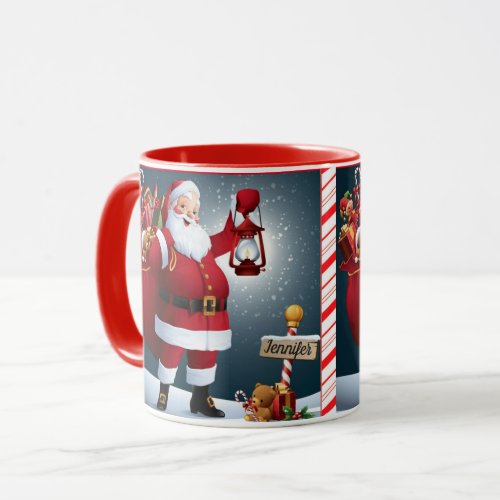 Christmas Gift Cute Santa Mug Add Name Date