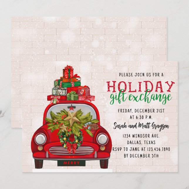 Christmas Gift Exchange Holiday Party Invitation (Front/Back)