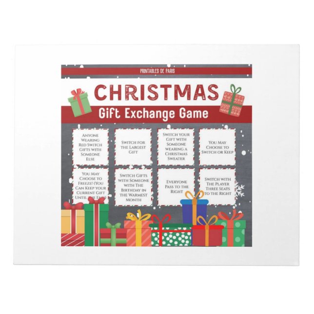 christmas gift exchange ideas for work notepad (Front)
